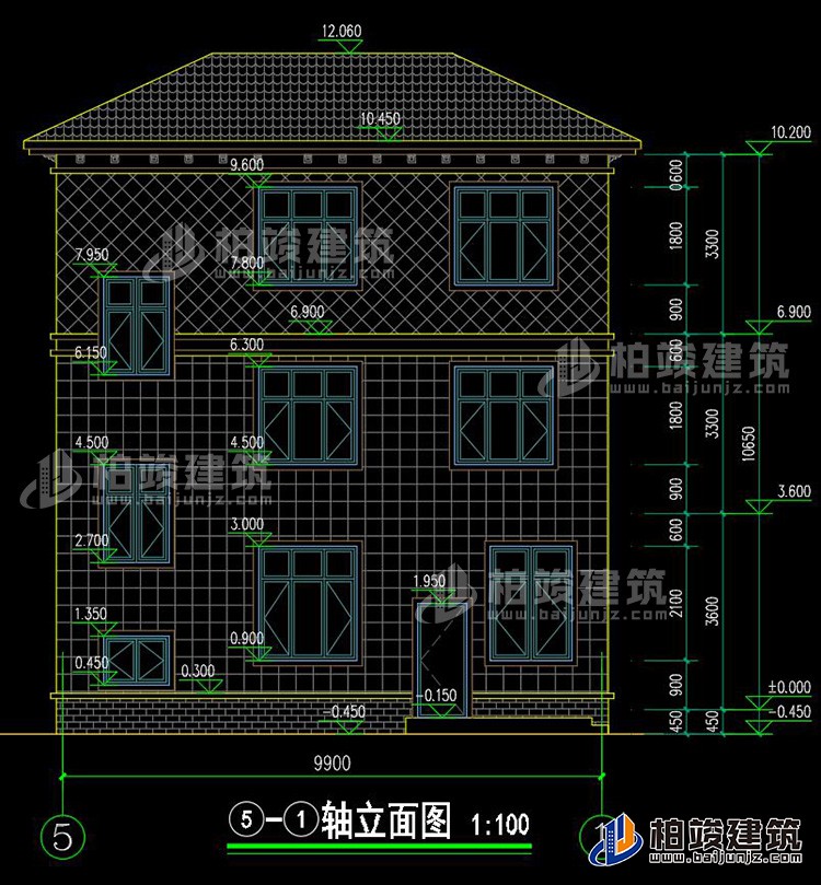 背立面图